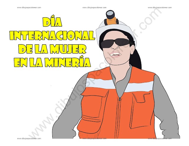 Día internacional de la mujer en la minería dibujo a color y para colorear
